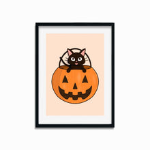 Load image into Gallery viewer, Trick or Treat! Pumpkin Kitty | Art Print - Scaredy Cat Studio