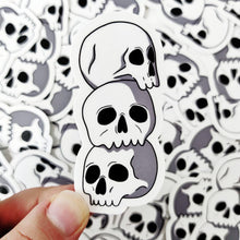 Laden Sie das Bild in den Galerie-Viewer, Skull Stack | 3-inch Waterproof Sticker - Scaredy Cat Studio
