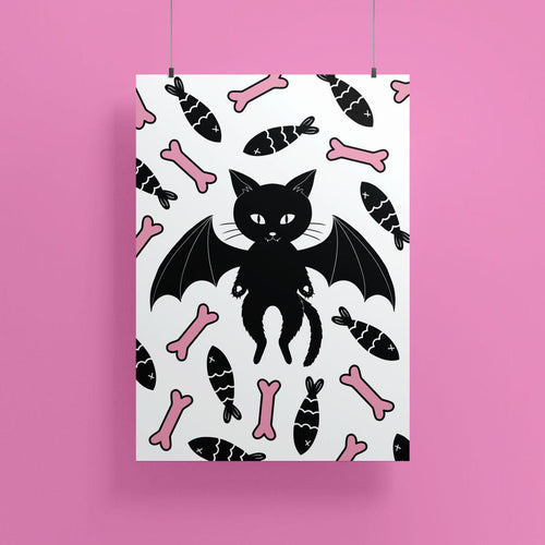 Bat Cat | Art Print - Scaredy Cat Studio