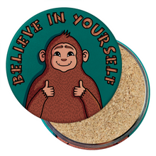 Load image into Gallery viewer, &quot;Believe in Yourself&quot; Bigfoot | Round Beverage Coaster
