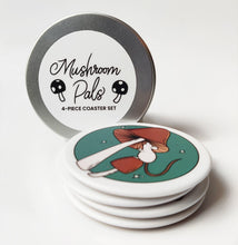 Load image into Gallery viewer, Mushroom Pals | Round Beverage Coaster Set - Scaredy Cat Studio
