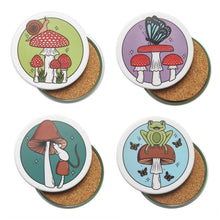 Load image into Gallery viewer, Mushroom Pals | Round Beverage Coaster Set - Scaredy Cat Studio
