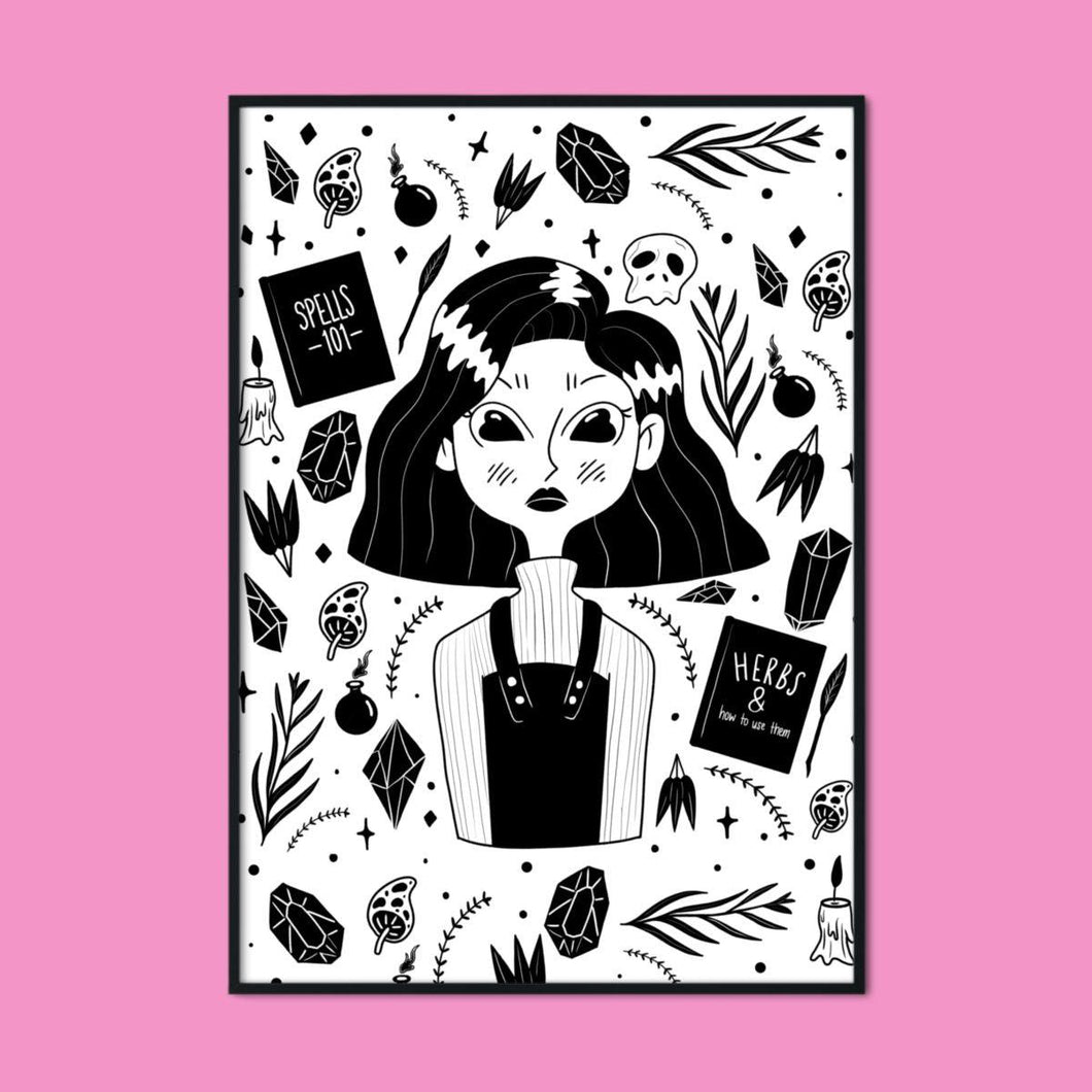 Amelia the Witch Student | A2 Poster - Scaredy Cat Studio